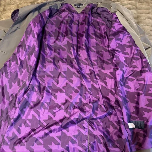 Tommy Hilfiger Belted Trench Coat Size L Grey Classic Sleek Minimalist - Picture 3 of 7